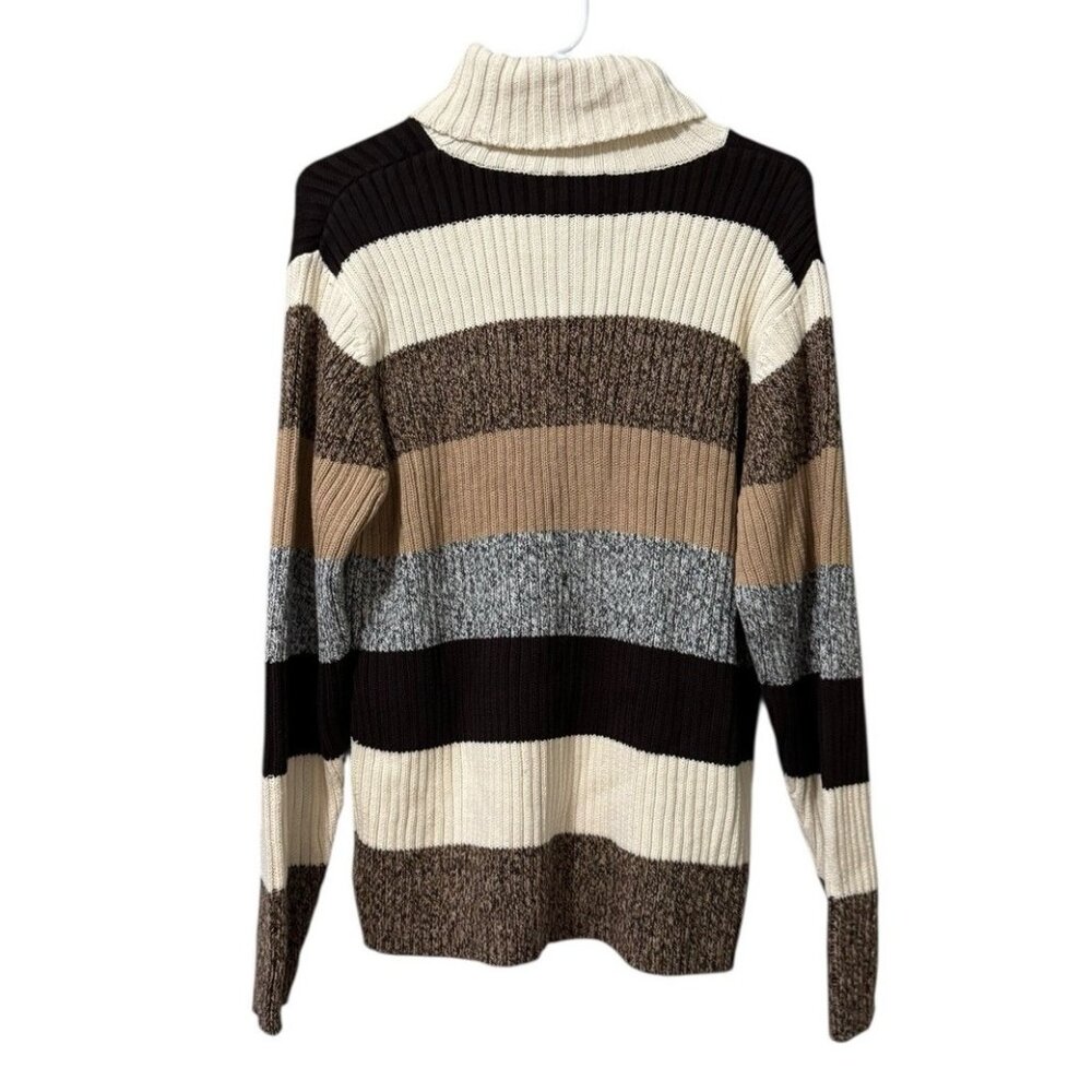 Eddie Bauer Women Size XXL Knit Tunic Sweater Turtleneck Striped Preppy Teacher